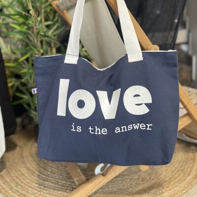 Small Navy Cabas "Love is the answer"