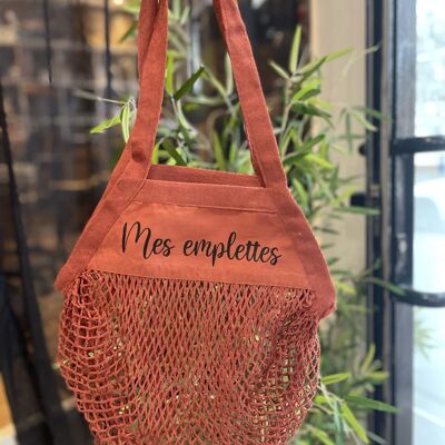 Borsa a rete in terracotta "I miei acquisti"