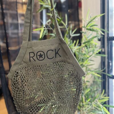 Khakifarbene Netztasche "ROCK"