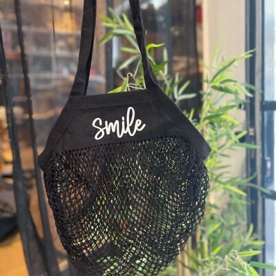 Black mesh bag "Smile"