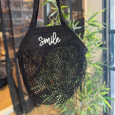 Black mesh bag "Smile"
