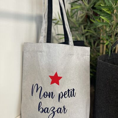 Tote bag Gris " Mon petit Bazar"