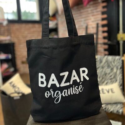 Black Tote Bag "Organized Bazaar"