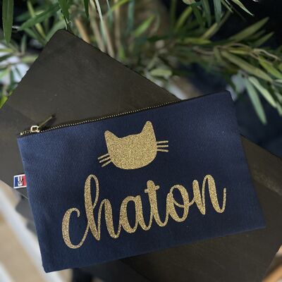 Marsupio con zip "Kitten" blu navy