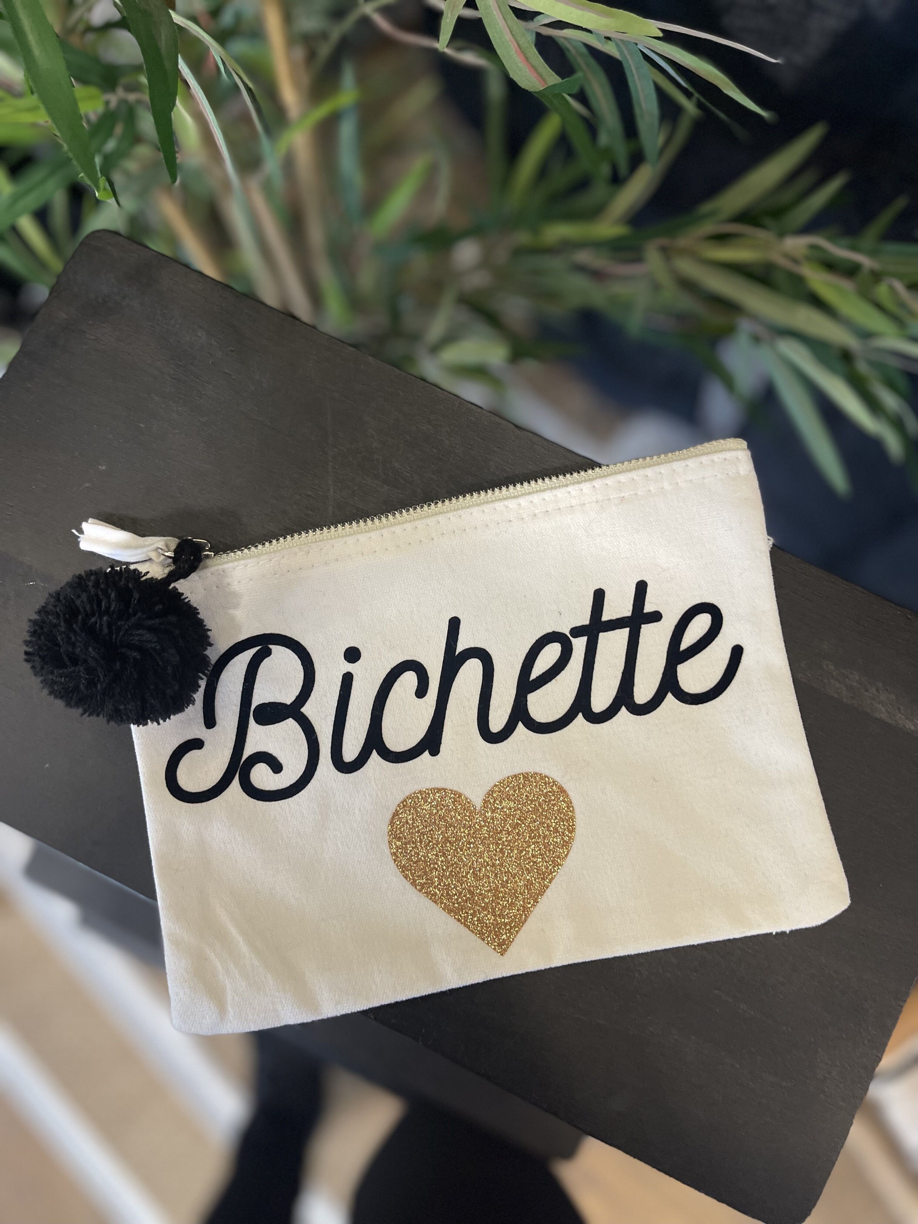 Pochette con zip "Bichette" ecrù