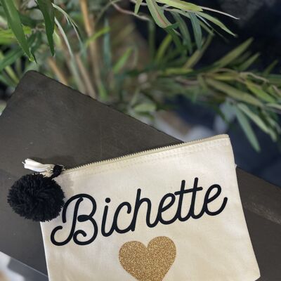 Ecru "Bichette" zipped pouch