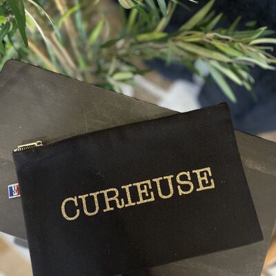 "Curieuse" Black Zipped Pouch