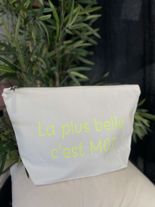 Trousse de toilette XL Ecru "La plus belle c'est moi"