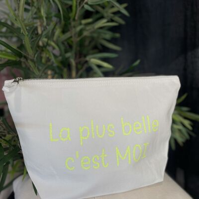 XL Ecru toiletry bag "The most beautiful is me"