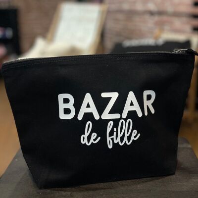 XL Black "Girl's Bazaar" Toiletry Bag