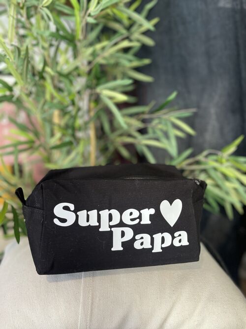 Trousse de toilette cube Noir " Super Papa"
