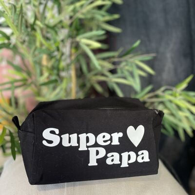 Trousse de toilette cube Noir " Super Papa"