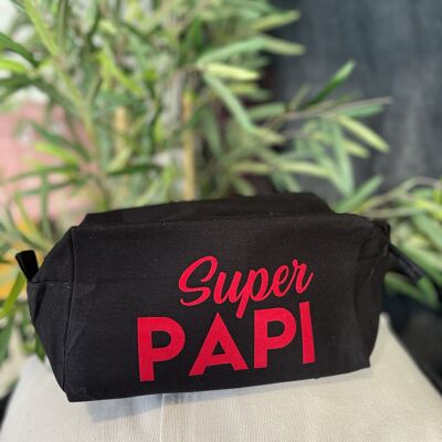 "Super Papi" Black Cube Toiletry Bag