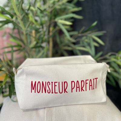 Ecru cubic toiletry bag "Monsieur Parfait"