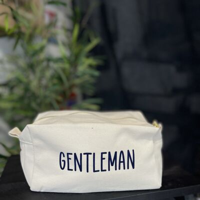 Kulturbeutel "Gentleman" in ecrufarbener Würfelform