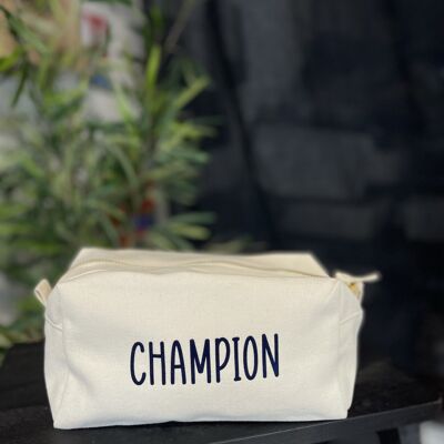 Ecru cube toiletry bag "Champion"