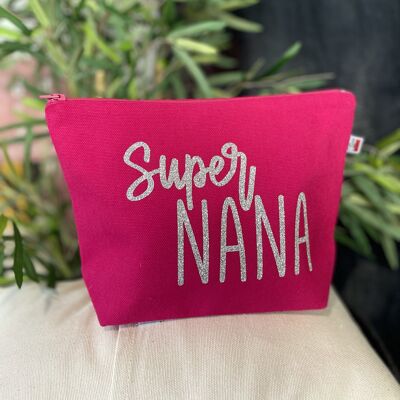 Fuschia Kulturtasche "Super Nana".