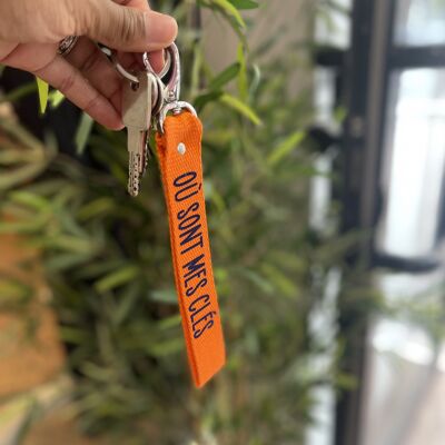 Oranger Schlüsselanhänger "Wo sind meine Schlüssel"
