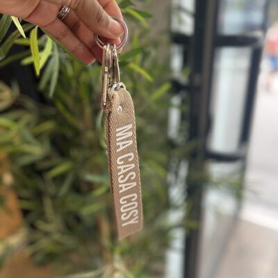 "My Cozy Casa" Beige Keyring