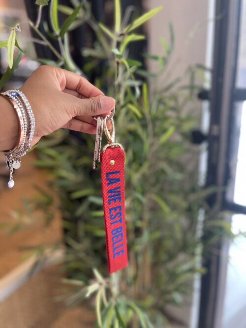 Porte-clés Rouge " La vie est belle"
