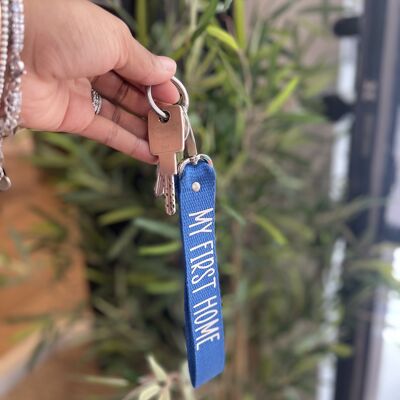 Royal blue "My first Home" key ring
