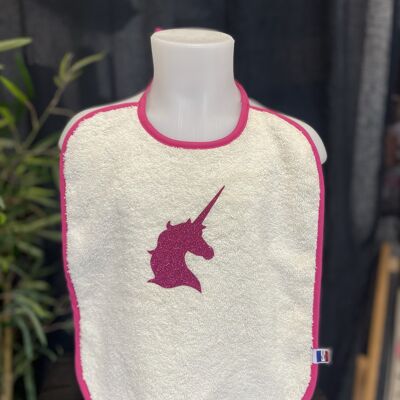 Bib Ecru/Fuschia "Unicorn"