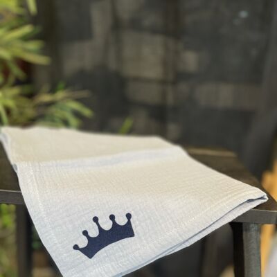 "King" blue cotton gauze swaddle