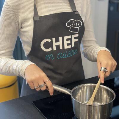 Anthracite apron "Chef in the kitchen"