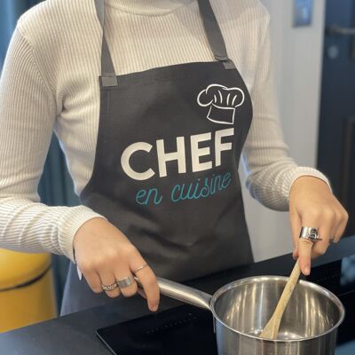 Anthracite apron "Chef in the kitchen"