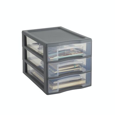 A4 storage tower - 3 drawers - GRAY