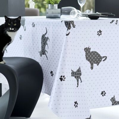 CAT GRAY ROUND TABLECLOTH 140