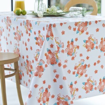 HIBISCUS CORAL RECT TABLECLOTH 140X200