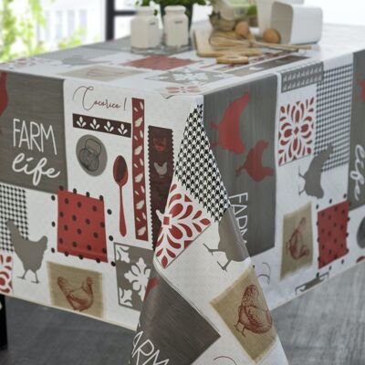 FARM LIFE RED TABLECLOTH RECT 140X250