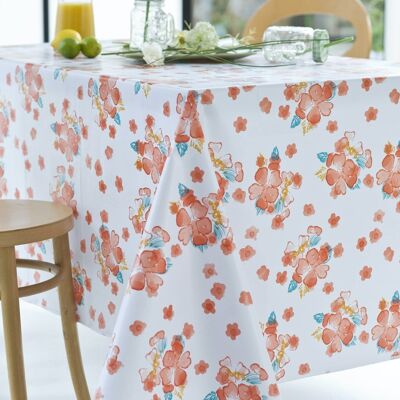 CORAL HIBISCUS ROUND TABLECLOTH 140