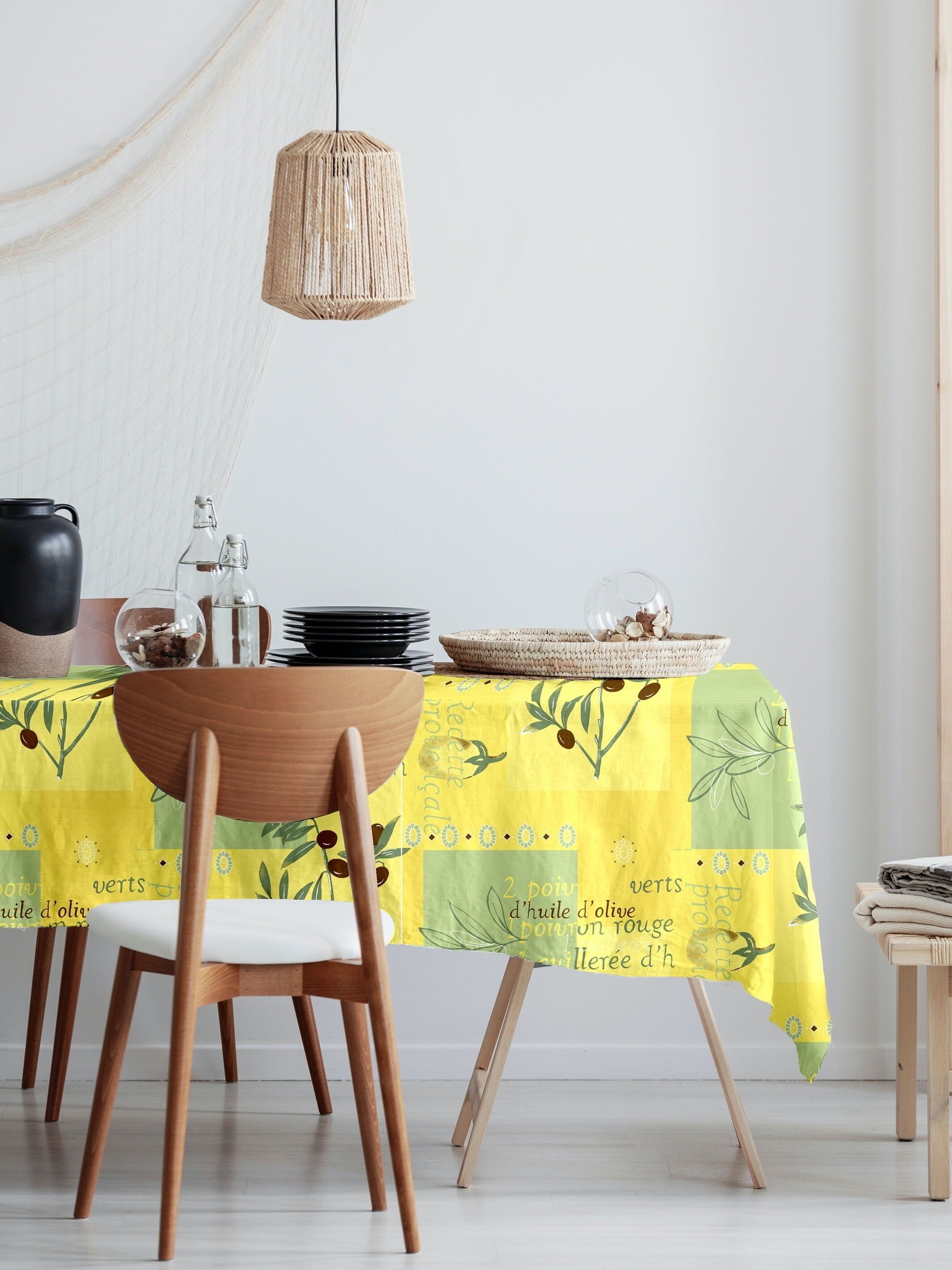 PROVENZALISCHES REZEPT GRÜNE RUNDE TISCHDECKE 140