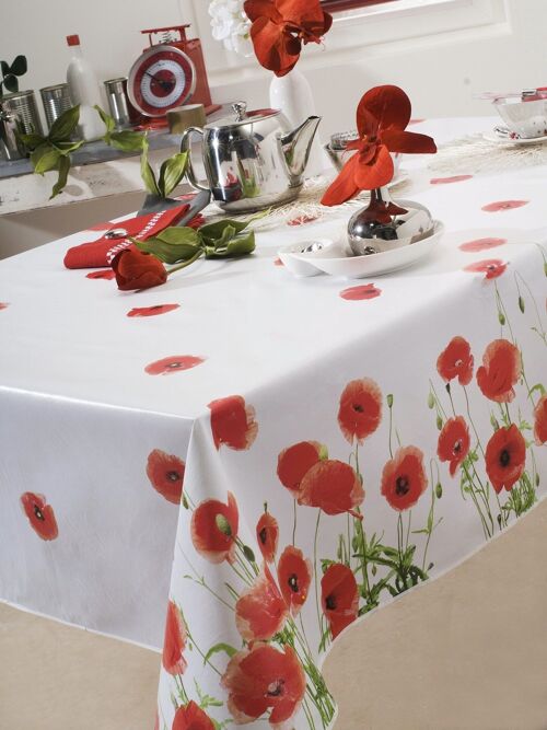 RED POPPY ROUGE NAPPE RECT 140X250