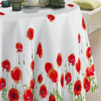 RED POPPY RED ROUND TABLECLOTH 140