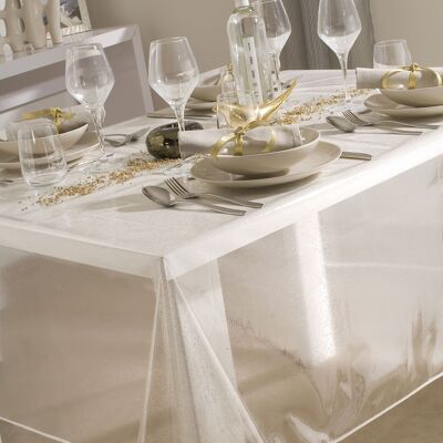 SILVER SEQUINNED TABLECLOTH RECT 140X250