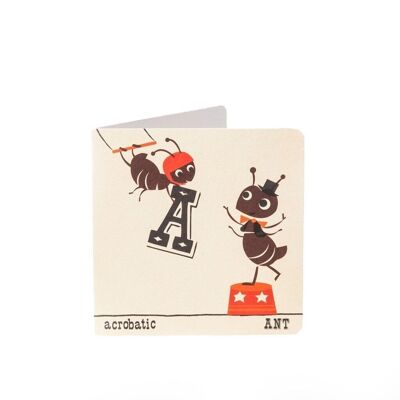 Tarjeta de alfabeto de hormiga