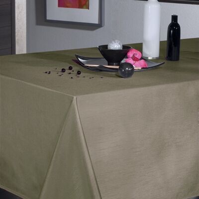 TAUPE SILK EFFECT RECT TABLECLOTH 150X250