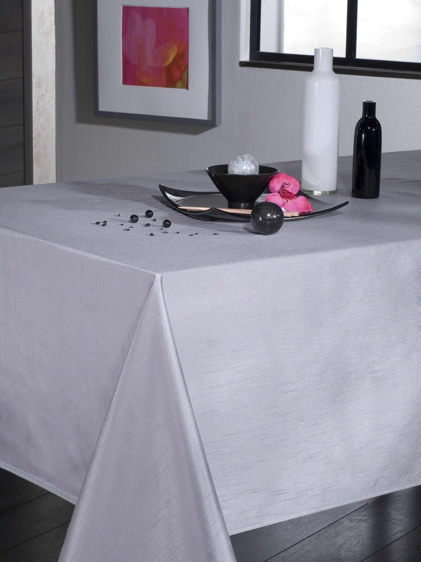 METALL/SILBERNE RECHTECKIGE TISCHDECKE MIT SEIDENEFFEKT 150X250