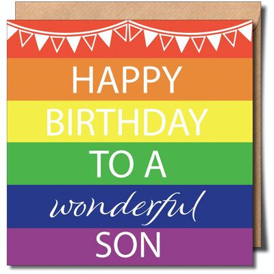 Happy Birthday To A Wonderful Son lgbtq+ Greeting Card.