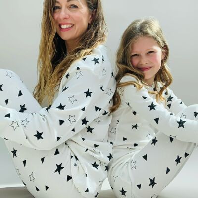 Weißes Star-Pyjama-Set