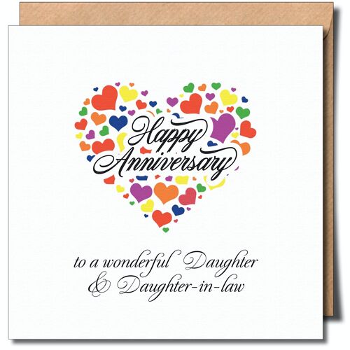 Happy Anniversary To A Wonderful Daughter & Daughter-in-law Greeting Card.
