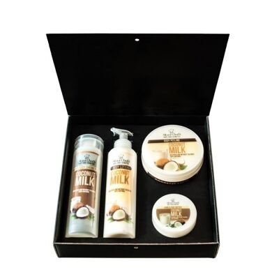 Coffret cadeau soins du corps, 4 pièces - Lait de coco