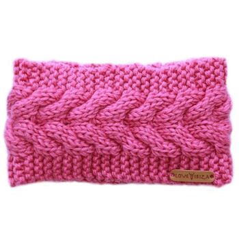 Bandeau tricoté rose 3