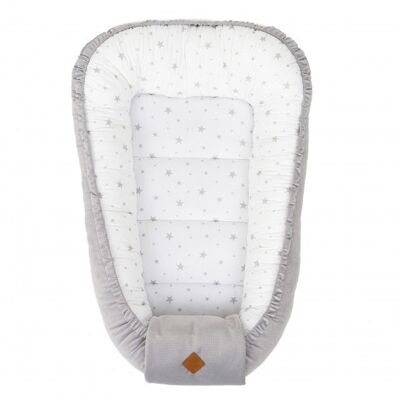 Velvet quilted baby cocoon - Gray bed reducer nest, Made in France, STELLA