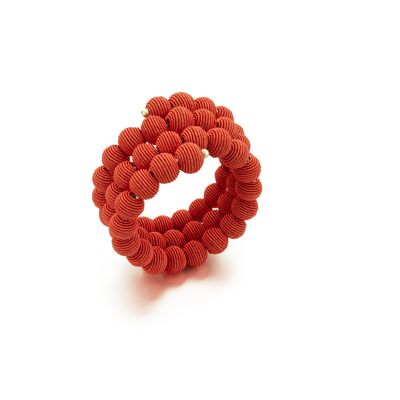 Red Springwire Woven Ball Armband