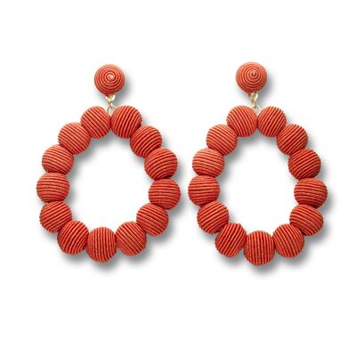 Pendientes Red Woven Ball Oval