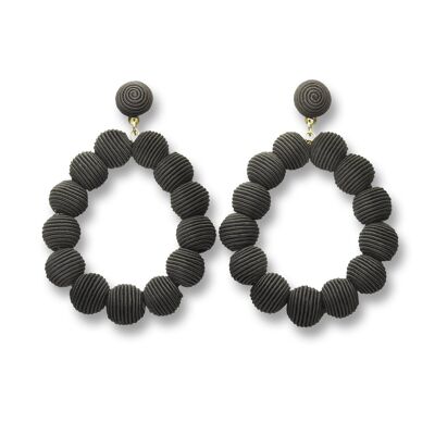 Black Woven Ball Oval Earrings